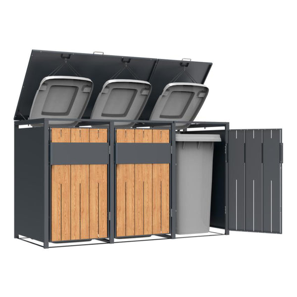 Kliko Ombouw Kast - Voor 3 Containers - Weerbestendig & Onderhoudsvrij - Gecoat Staal - Wood