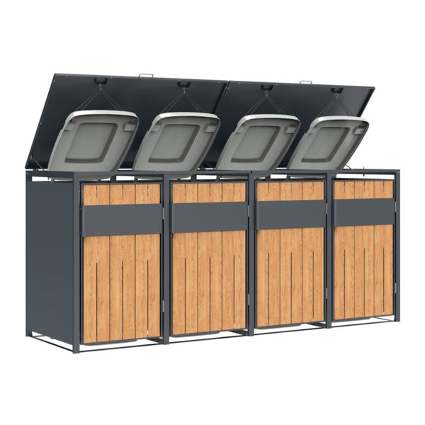 Armoire de conversion pour conteneurs Kastrex - Pour 2 poubelles à roulettes - Résistante aux intempéries et sans entretien - Acier revêtu
