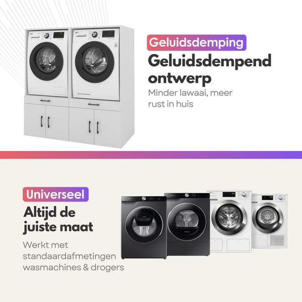 Meuble pour lave-linge 3 pièces - 194 x 145 x 67 cm - Blanc