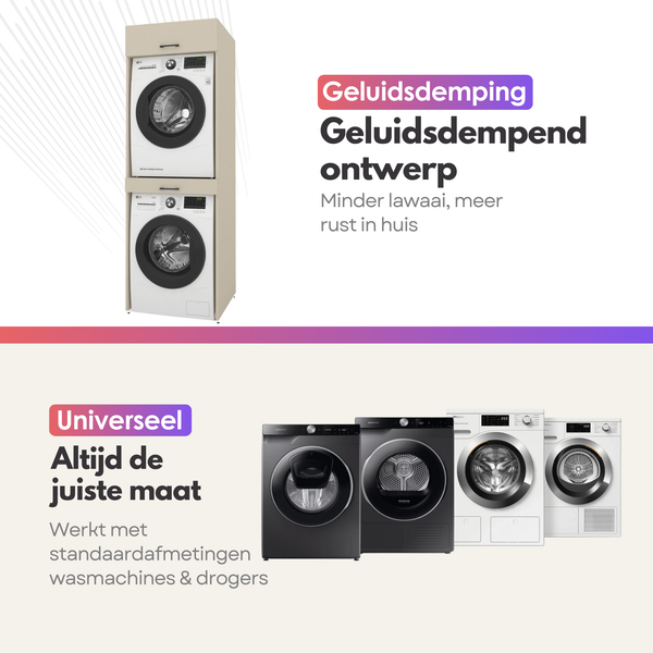 Dryer on washing machine cabinet 4-piece - 247x205x67cm – Greige