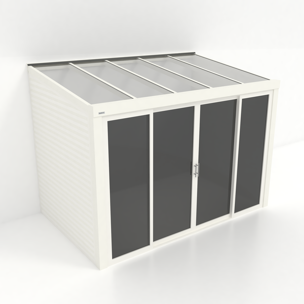 Kastrex Tuinkamer Aluminium - Luxe Buitenruimte met Glazen Dak - Privacy Glas - Gratis Montage - Wit