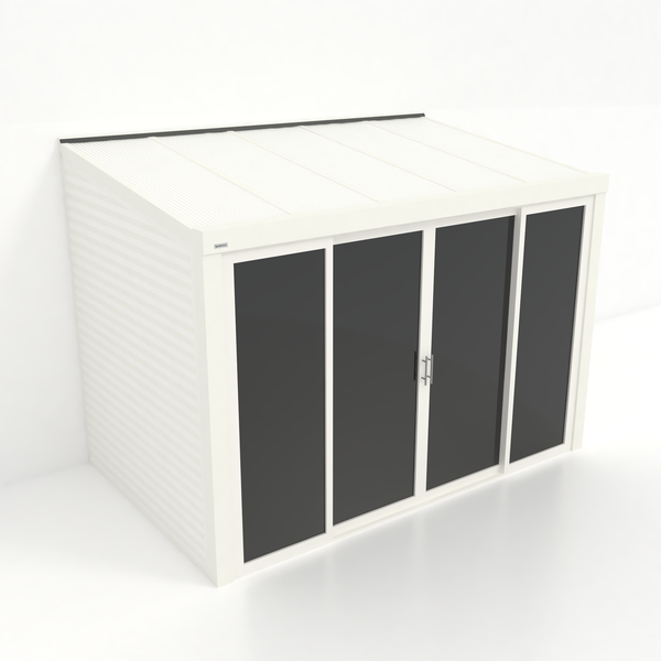 Kastrex Tuinkamer Aluminium - Luxe Buitenruimte met Polycarbonaat Dak - Privacy Glas - Gratis Montage - Wit