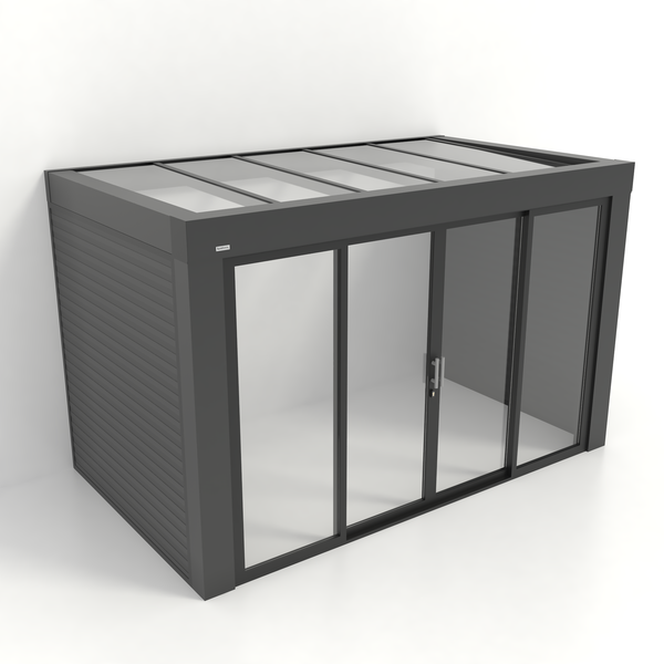 Kastrex Premium Tuinkamer Aluminium - Luxe Buitenruimte met Glazen Dak - Gratis Montage – Antraciet