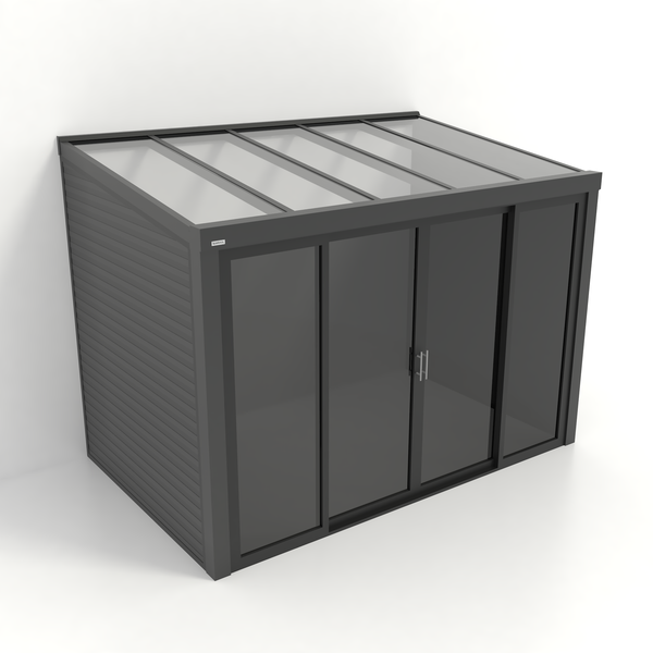 Kastrex Tuinkamer Aluminium - Luxe Buitenruimte met Glazen Dak - Privacy Glas - Gratis Montage - Antraciet