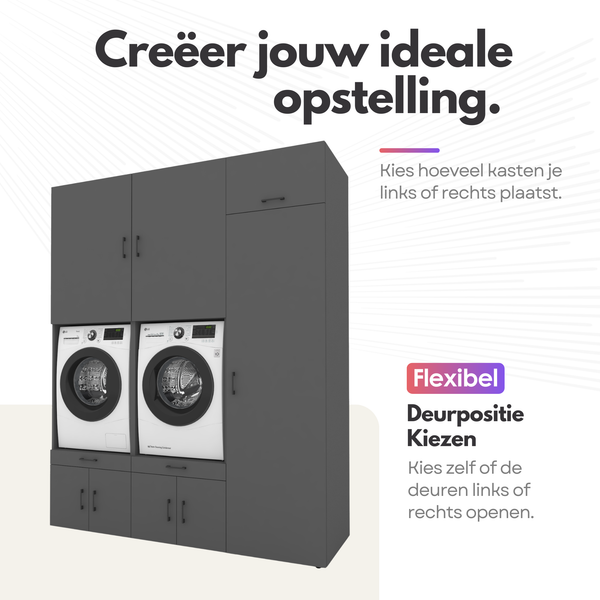 Washing machine cabinet, 2-piece - 134x145x67cm - Anthracite