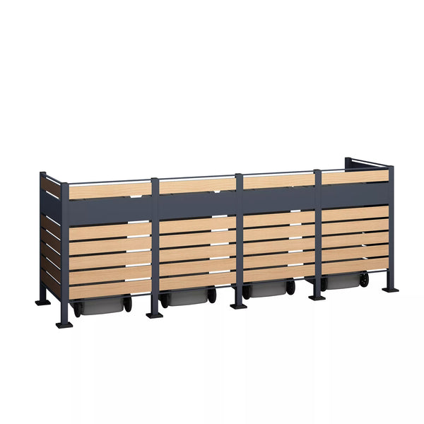 Container Ombouw - Voor 4 Kliko's - Weerbestendig & Onderhoudsvrij - Gecoat Staal - Wood