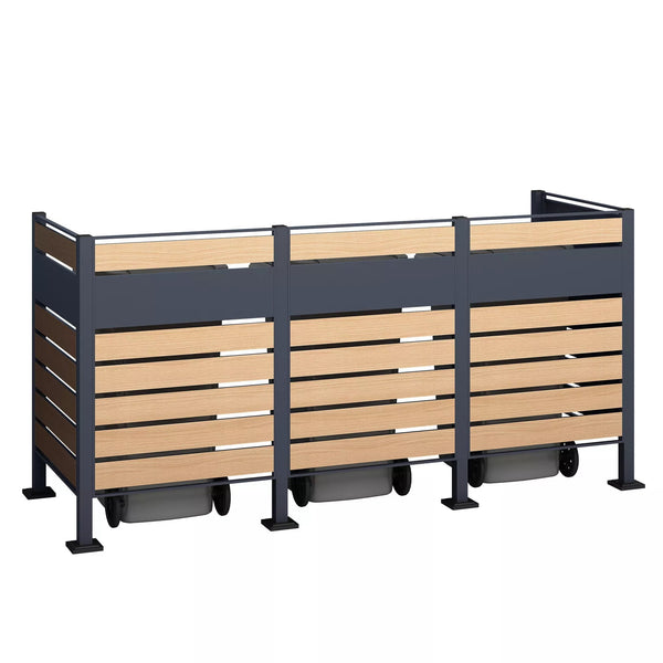 Container Ombouw - Voor 3 Kliko's - Weerbestendig & Onderhoudsvrij - Gecoat Staal - Wood