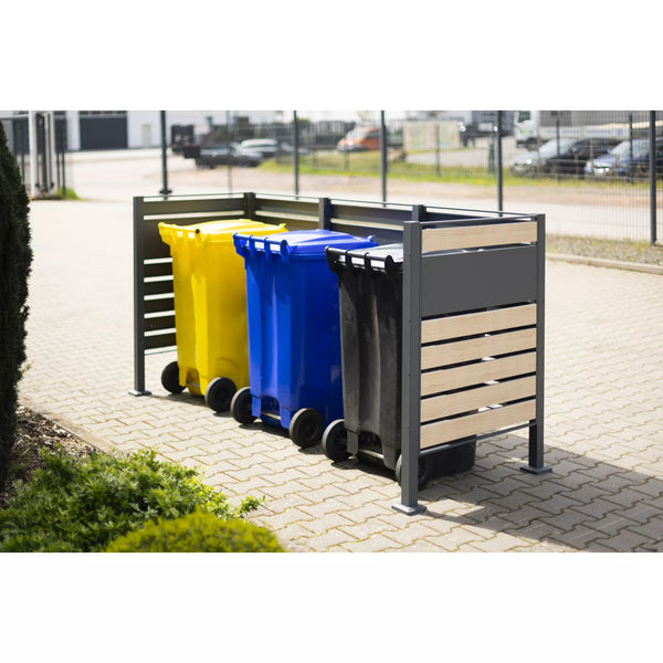 Container Ombouw - Voor 3 Kliko's - Weerbestendig & Onderhoudsvrij - Gecoat Staal - Wood