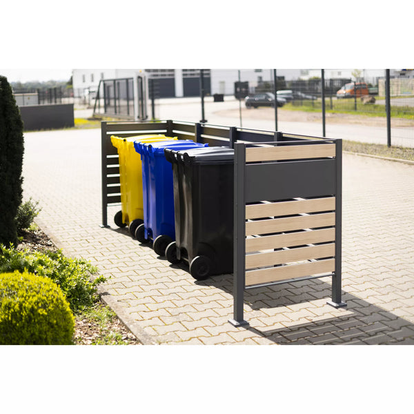 Container Ombouw - Voor 4 Kliko's - Weerbestendig & Onderhoudsvrij - Gecoat Staal - Wood