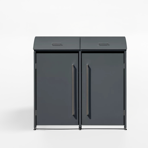Armoire de conversion pour conteneurs Kastrex - Pour 2 poubelles à roulettes - Résistante aux intempéries et sans entretien - Acier revêtu