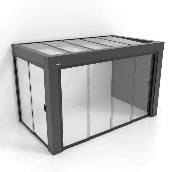 Kastrex Premium Tuinkamer Aluminium - Luxe Buitenruimte met Glazen Dak - Gratis Montage – Antraciet