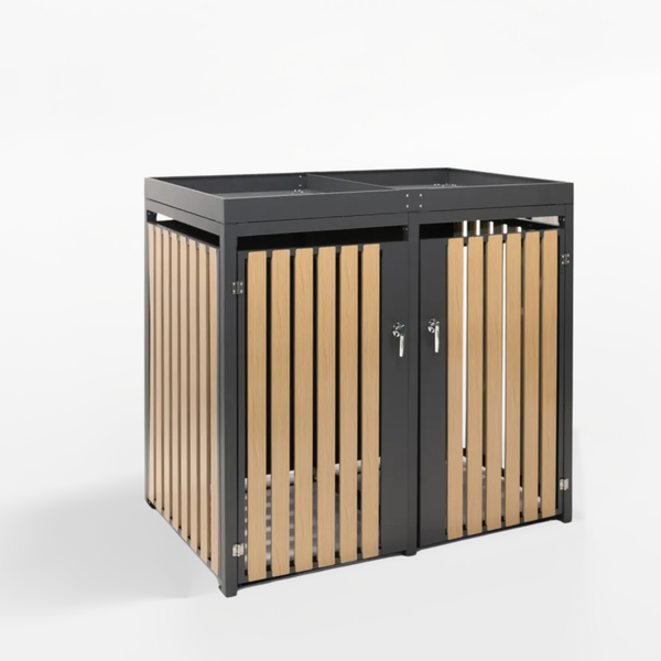 Armoire de conversion pour conteneurs Kastrex - Pour 2 poubelles à roulettes - Résistante aux intempéries et sans entretien - Acier revêtu