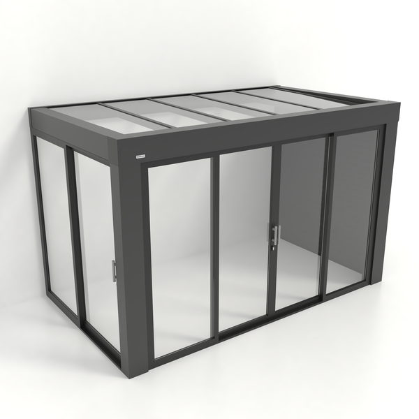 Kastrex Premium Tuinkamer Aluminium - Luxe Buitenruimte met Glazen Dak - Gratis Montage – Antraciet
