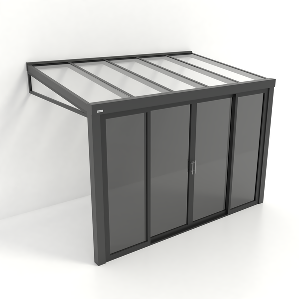 Kastrex Tuinkamer Aluminium - Luxe Buitenruimte met Glazen Dak - Privacy Glas - Gratis Montage - Antraciet