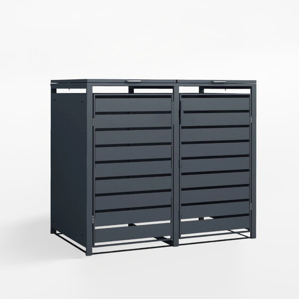 Armoire de conversion pour conteneurs Kastrex - Pour 2 poubelles à roulettes - Résistante aux intempéries et sans entretien - Acier revêtu