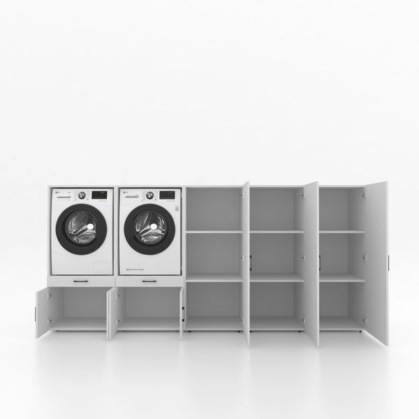 Wasmachinekast 5 delig - 314x145x67cm – Wit