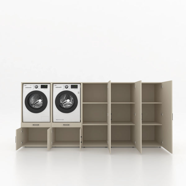 Wasmachinekast 5 delig - 314x145x67cm – Greige