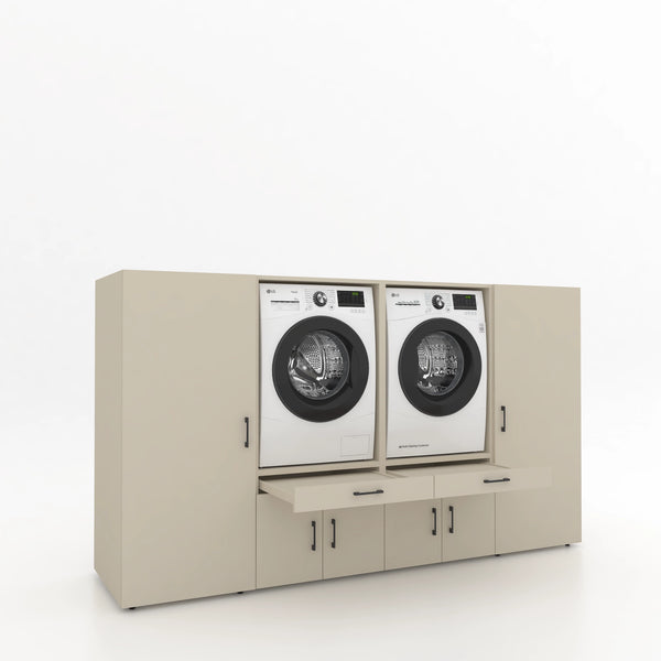 Wasmachinekast 4 delig - 254x145x67cm – Greige