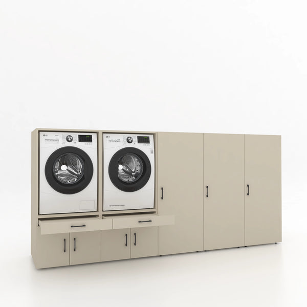 Wasmachinekast 5 delig - 314x145x67cm – Greige