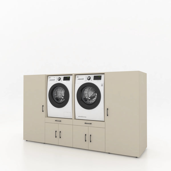Wasmachinekast 4 delig - 254x145x67cm – Greige