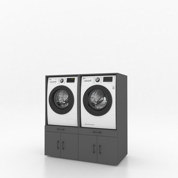 Wasmachinekast 2 delig - 134x145x67cm – Antraciet