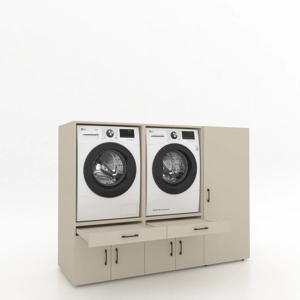 Wasmachinekast 3 delig - 194x145x67cm – Greige