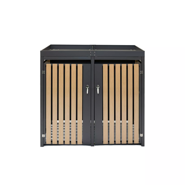 Armoire de conversion pour conteneurs Kastrex - Pour 2 poubelles à roulettes - Résistante aux intempéries et sans entretien - Acier revêtu