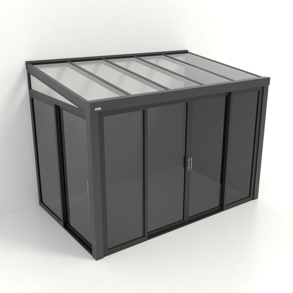 Kastrex Tuinkamer Aluminium - Luxe Buitenruimte met Glazen Dak - Privacy Glas - Gratis Montage - Antraciet