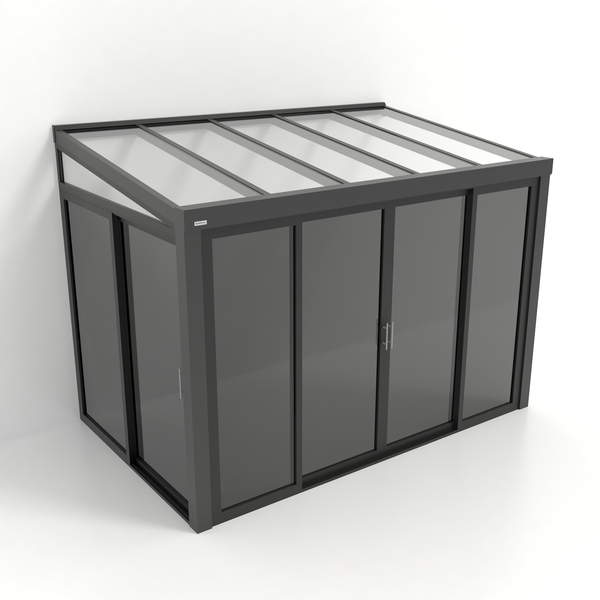 Kastrex Tuinkamer Aluminium - Luxe Buitenruimte met Glazen Dak - Privacy Glas - Gratis Montage - Antraciet