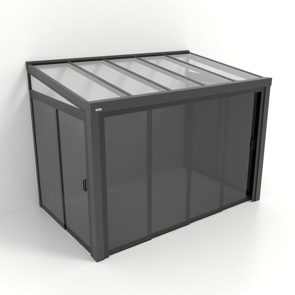 Kastrex Tuinkamer Aluminium - Luxe Buitenruimte met Glazen Dak - Privacy Glas - Gratis Montage - Antraciet