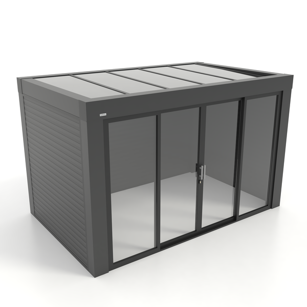 Kastrex Premium Terrasoverkapping Aluminium - Luxe Buitenruimte met Glazen Dak - Gratis Montage – Antraciet