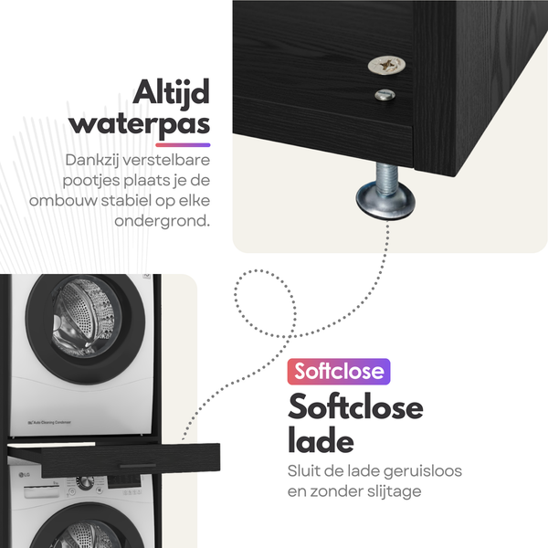 Dryer on washing machine cabinet 1 piece - 67x205x67cm - Black Oak