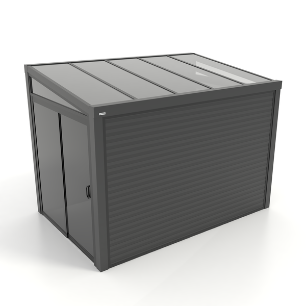 Kastrex Terrasoverkapping Aluminium - Luxe Buitenruimte met Glazen Dak - Privacy Glas - Gratis Montage - Antraciet