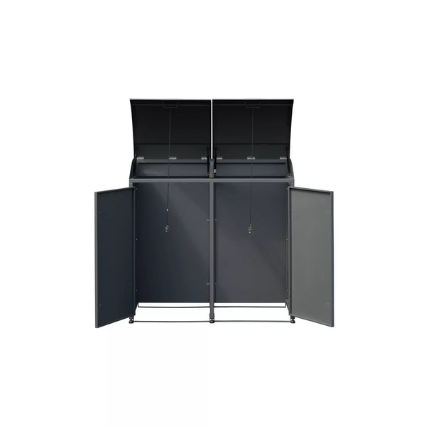 Armoire de conversion pour conteneurs Kastrex - Pour 2 poubelles à roulettes - Résistante aux intempéries et sans entretien - Acier revêtu