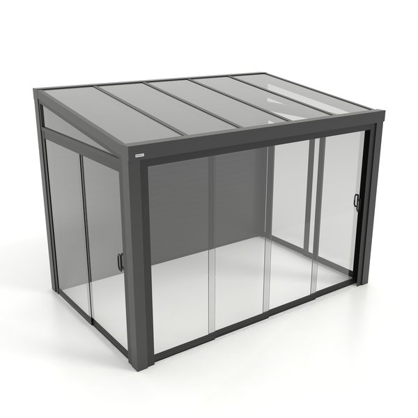 Kastrex Terrasoverkapping Aluminium - Luxe Buitenruimte met Glazen Dak - Gratis Montage - Antraciet