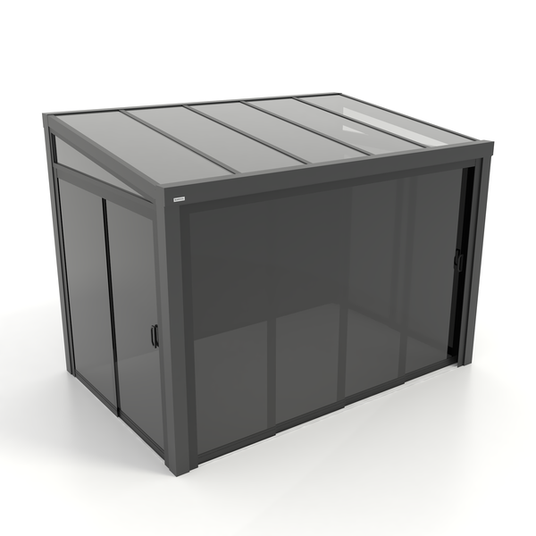 Kastrex Terrasoverkapping Aluminium - Luxe Buitenruimte met Glazen Dak - Privacy Glas - Gratis Montage - Antraciet