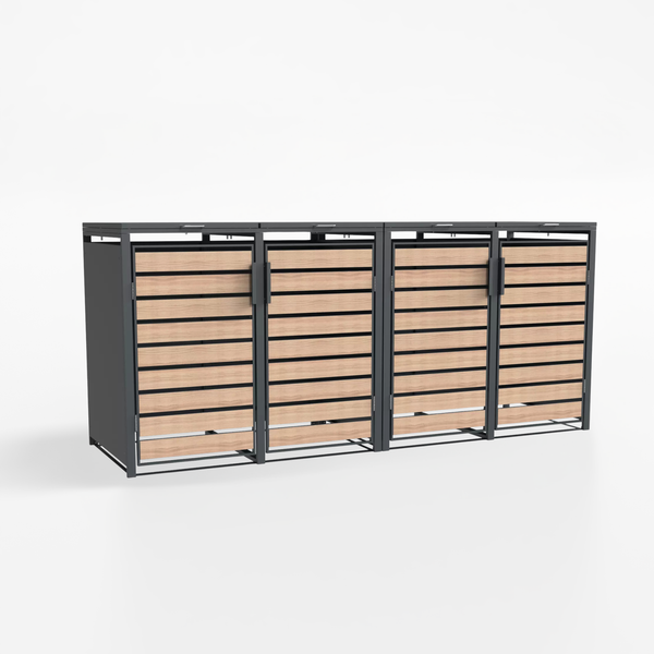 Armoire de conversion pour conteneurs Kastrex - Pour 2 poubelles à roulettes - Résistante aux intempéries et sans entretien - Acier revêtu