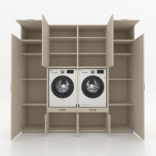 Wasmachinekast 4 delig - 254x240x67cm – Greige