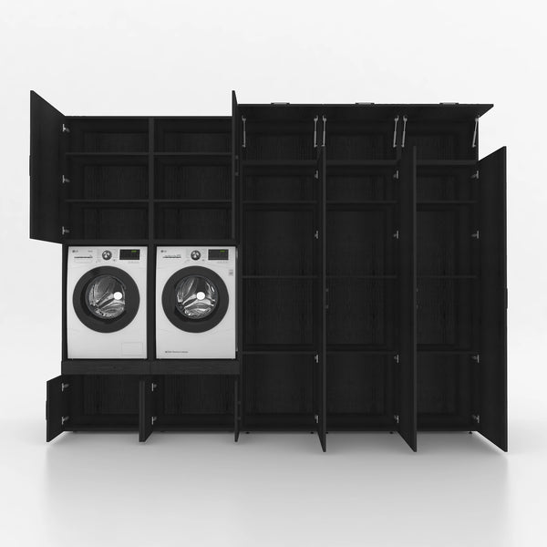 Wasmachinekast 5 delig - 314x240x67cm – Zwart Eiken