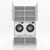 Wasmachinekast 2 delig - 134x240x67cm – Wit