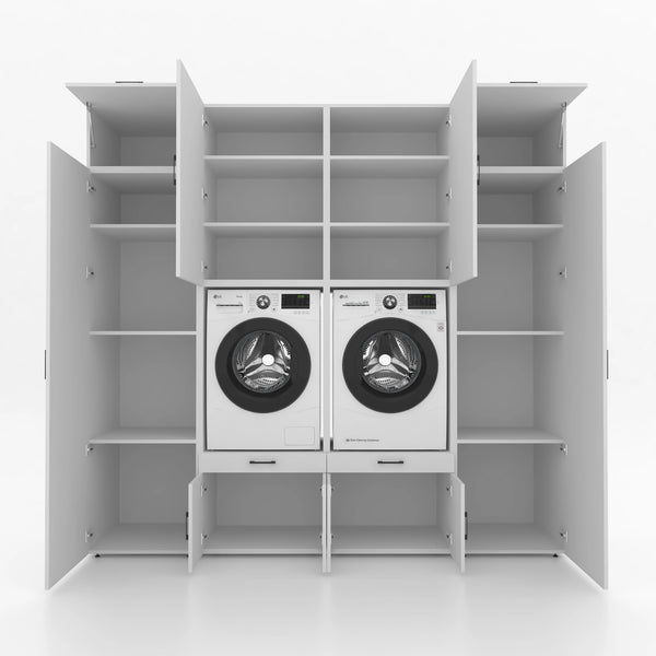 Wasmachinekast 4 delig - 254x240x67cm – Wit
