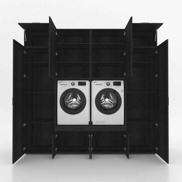 Wasmachinekast 4 delig - 254x240x67cm – Zwarte eik