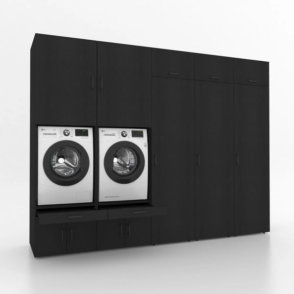 Wasmachinekast 5 delig - 314x240x67cm – Zwart Eiken