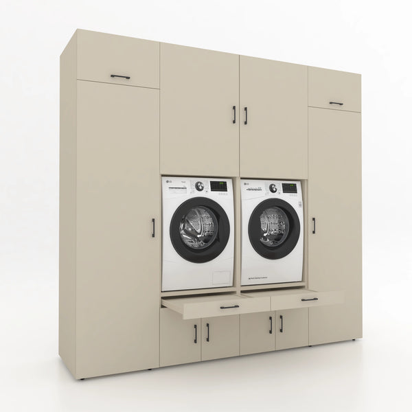 Wasmachinekast 4 delig - 254x240x67cm – Greige