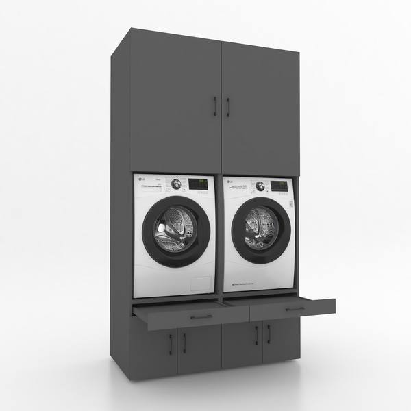 Wasmachinekast 2 delig - 134x240x67cm – Antraciet