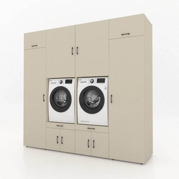 Wasmachinekast 4 delig - 254x240x67cm – Greige