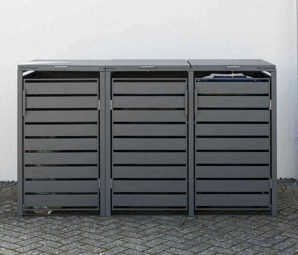 Armoire de conversion pour conteneurs Kastrex - Pour 2 poubelles à roulettes - Résistante aux intempéries et sans entretien - Acier revêtu