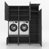 Wasmachinekast 3 delig - 194x240x67cm – Antraciet
