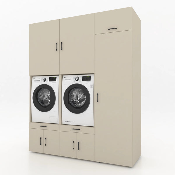 Wasmachinekast 3 delig - 194x240x67cm – Greige