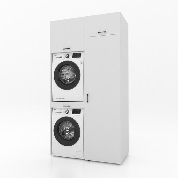 Séchoir à linge sur meuble lave-linge 2 pièces - 127 x 240 x 67 cm - Blanc